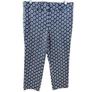 Ann Taylor Sz 14 (Actual 38x24.5) Blue Geometric Pull On Stretch Pants GUC